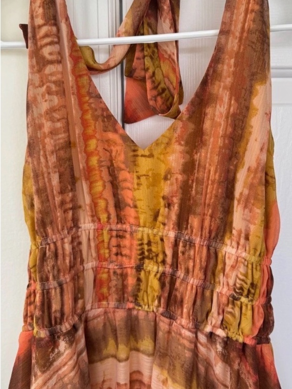 Taylor Tie-Dye Midi Dress in Yellow and Brown Tones